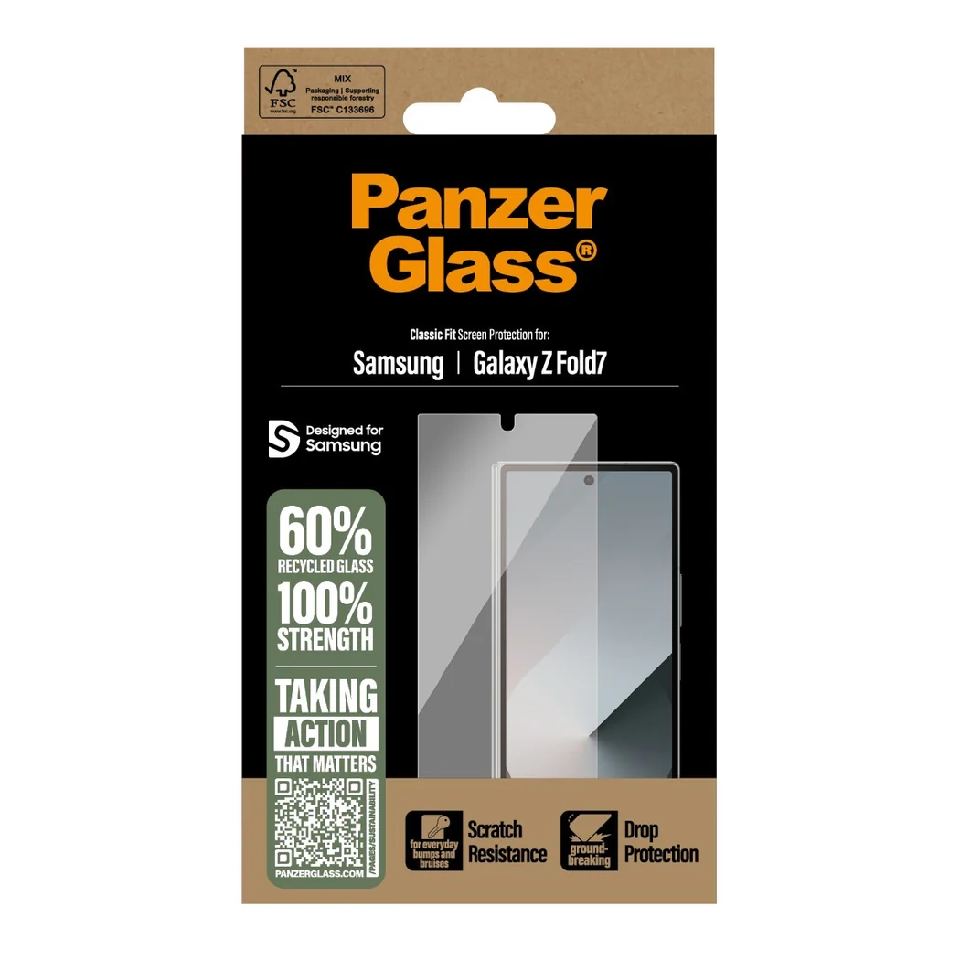 Samsung Galaxy Z Fold7 Antibakterielles Classic Fit Sub Screen Panzer Glas Displayschutz Case Friendly (PG68903)