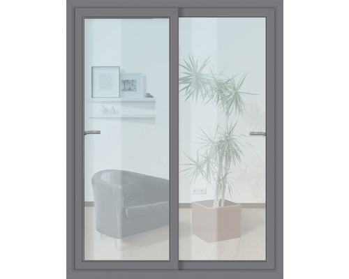 Schuifdeur, antraciet kunststof met gehard veiligheidsglas, 1800x2000 mm