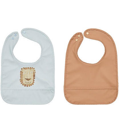 OYOY Lätzchen - 2er-Pack - Lobo Lion - Caramel/Ice Blue