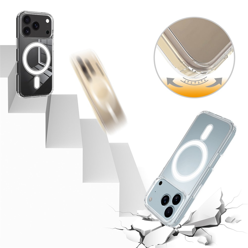 iPhone 17 Pro MagSafe Hybrid Hülle TPU Bumper Acryl Rückseite Air Cushion Fallschutz - Transparent