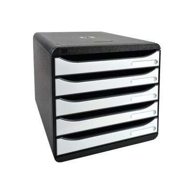 Exacompta BigBox Plus - Module de classement 5 tiroirs - noir/noir brillant