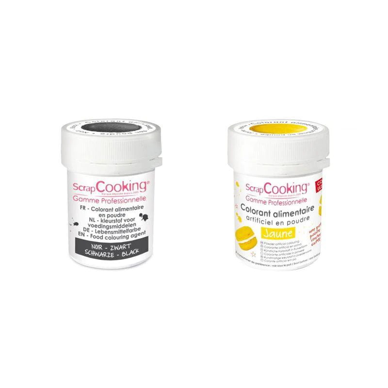 2 colorants alimentaires en poudre - jaune-noir Scrapcooking