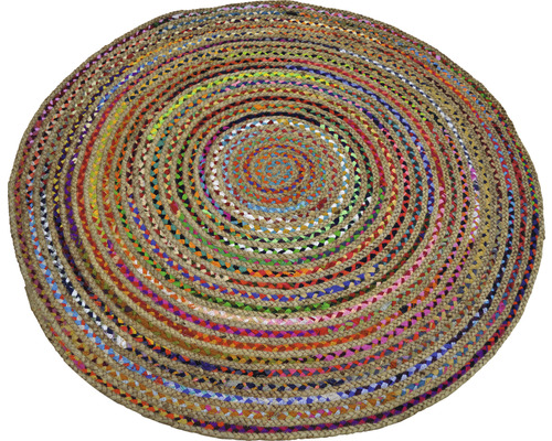 Patchwork vloerkleed met kleurrijke stof, rond, Ø 120 cm