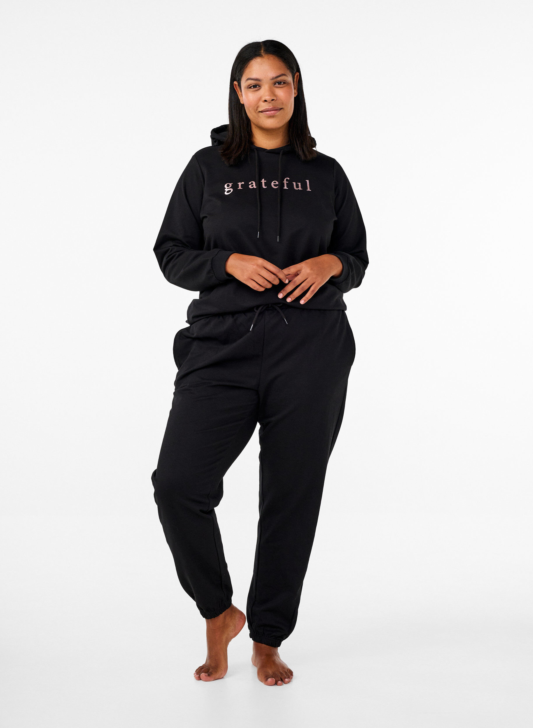 Sweatshirt med hætte og print