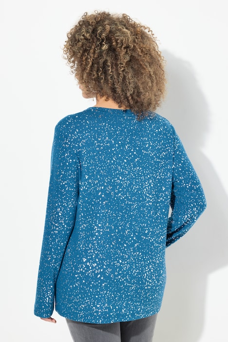 Sweatshirt, Schneeflocken, V-Ausschnitt, Langarm