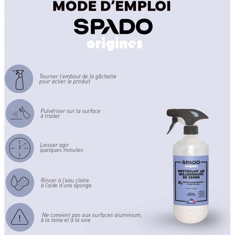 Bicarbonate de soude Spado Parfum pamplemousse et fleur de thé - Spray 750 ml
