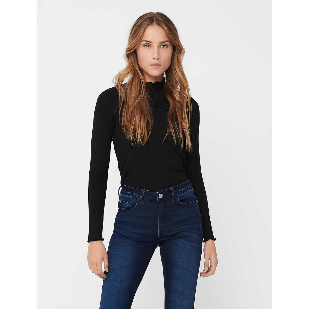 JDY<br>Camiseta canelada, gola alta