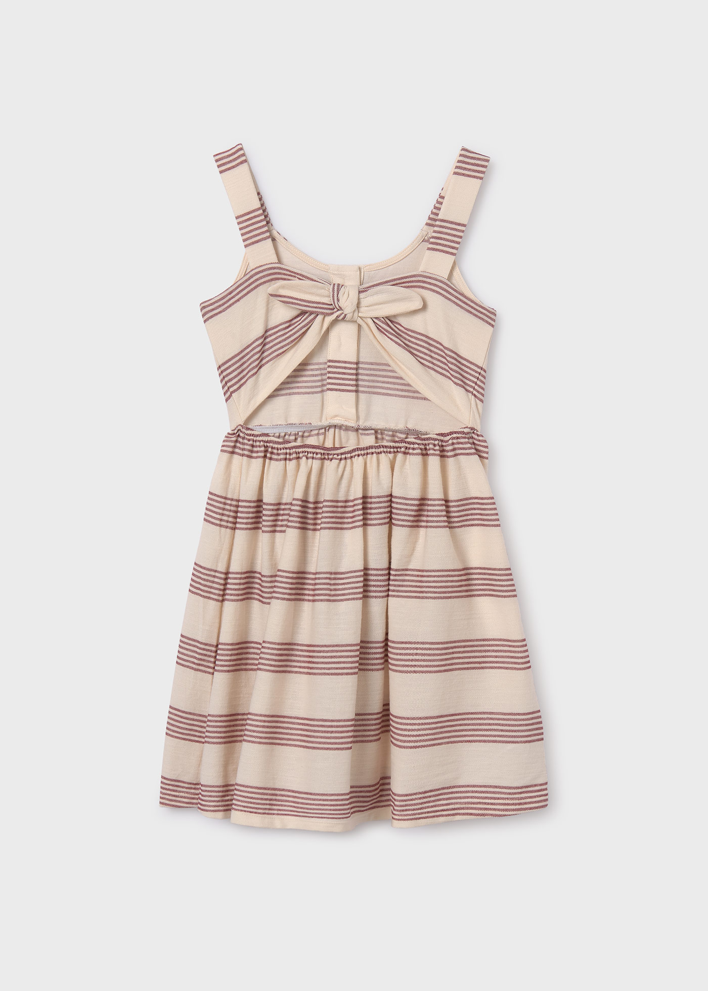 Vestido preto listrado em piqué para meninas