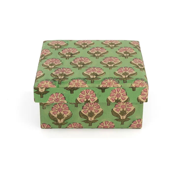 Doing Goods Boîtes carrées Emma en bois et coton - set de 2 | Vert
