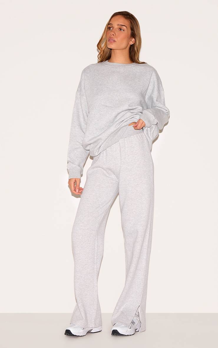 Gris Cendré Jogging Évasé À Ourlet Fendu