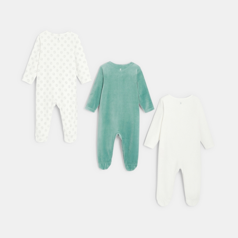 Dors-bien velours (lot de 3) blanc naissance