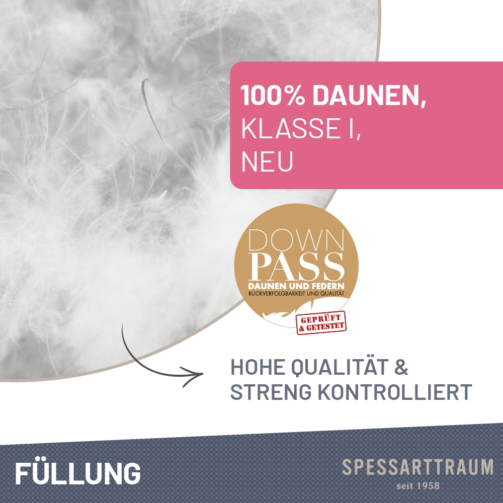 SPESSARTTRAUM Daunenbettdecke »Exklusiv, Bettdecken für Sommer und Winter, Decke« leicht Füllung 100DaunenKlasse1Downpasszertifiziert 1 Stk. tlg. 5 Wärmeklassen & 8 Grössen, Bestseller