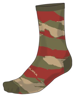 Chaussettes Endura Peak Camo Vert/Rouge