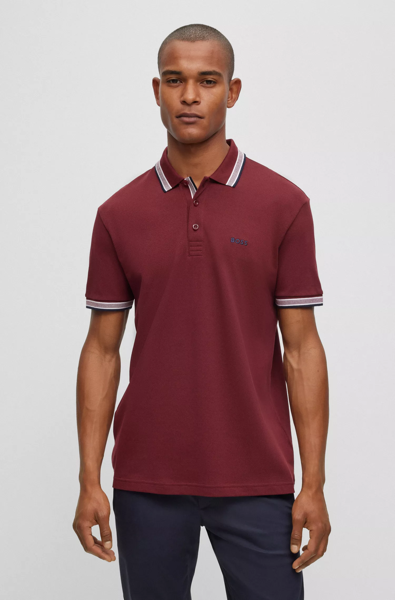 Camisa polo BOSS Green de algodão orgânico com logotipo.