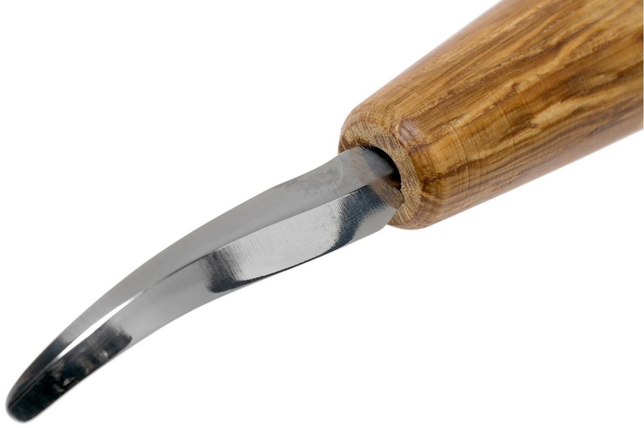 BeaverCraft Open Curve Hook Knife SK4LS, linkshandig lepelmes met schede