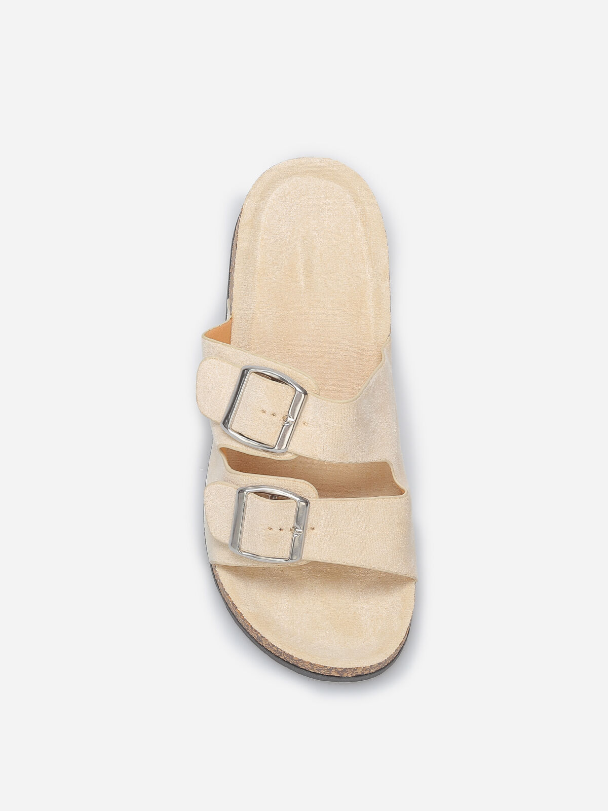 Mules en suédine à boucles oversize- Beige