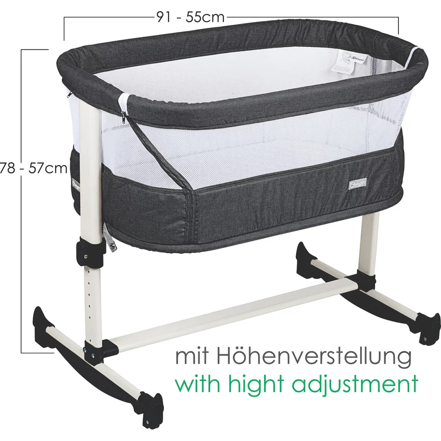 babyGO Beistellbett Vivaldi Dark Grey