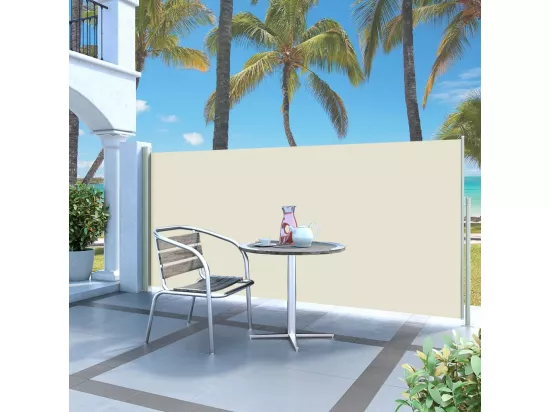 Auvent latéral rétractable 120 x 300 cm Blanc cassé