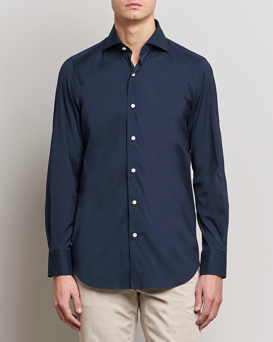 Finamore Napoli Milano Slim Fit Stretch Shirt Navy