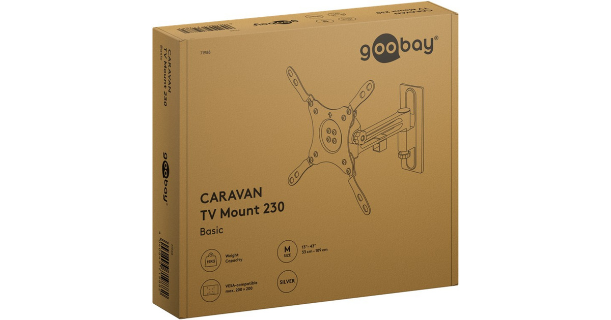 goobayTV Wall Mount Caravan FULLMOTION (M), 13 to 43 inch wandmontage   (Zilver)