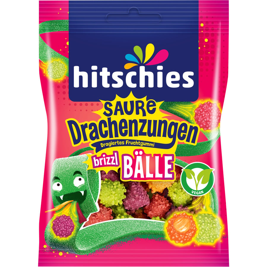 Hitschies blaue Drachenzungen Lollis sauer 125 g