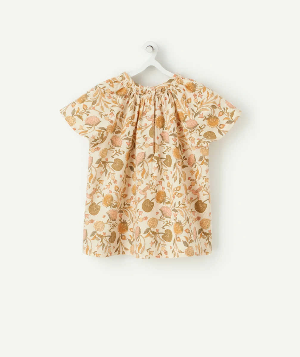 BLOUSE BÉBÉ FILLE EN COTON AVEC COL BARDOT ET IMPRIMÉ