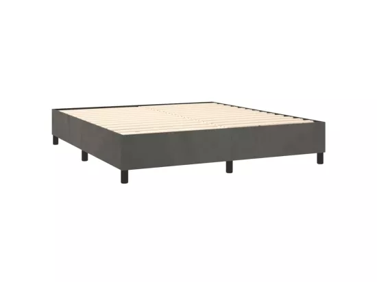 Sommier tapissier matelas et LED Gris foncé 160x200 cm Velours