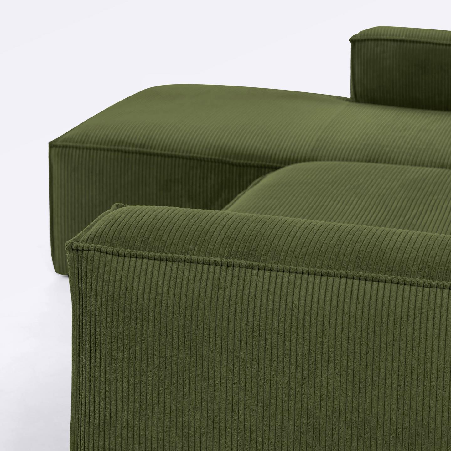 Kave Home Blok Chaise Longue Links - Rib - Donkergroen