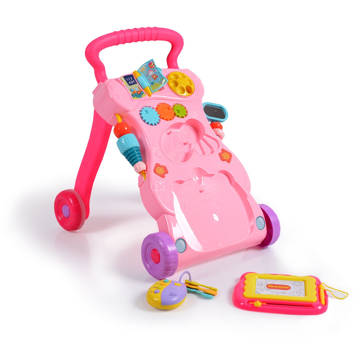 Moni Lauflernwagen Dreams, Spielcenter, Zeichenbrett, Melodien und Geräusche pink