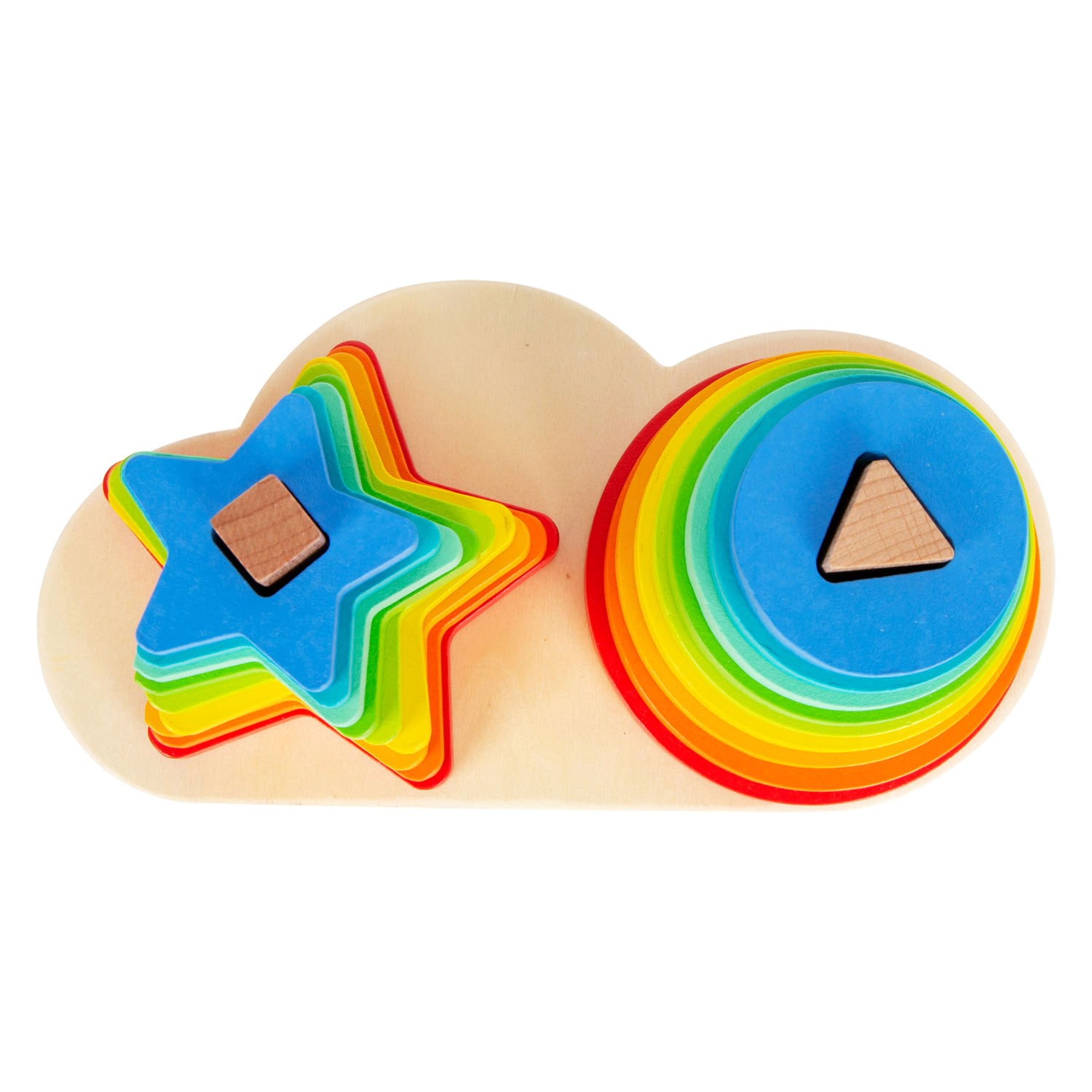 Small Foot - Houten Stapeltoren RegenboogCirkel en Ster, 19dlg.