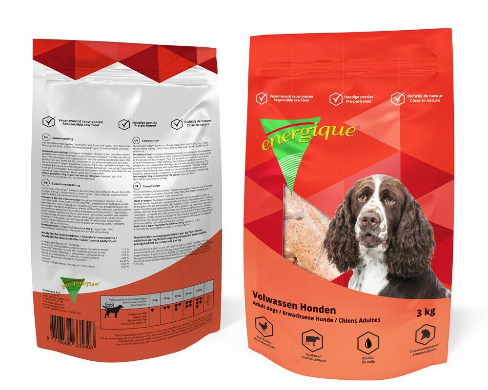 Energique Volwassen Vers Vlees - Hondenvoer - 3 Kilogram - rund, kip