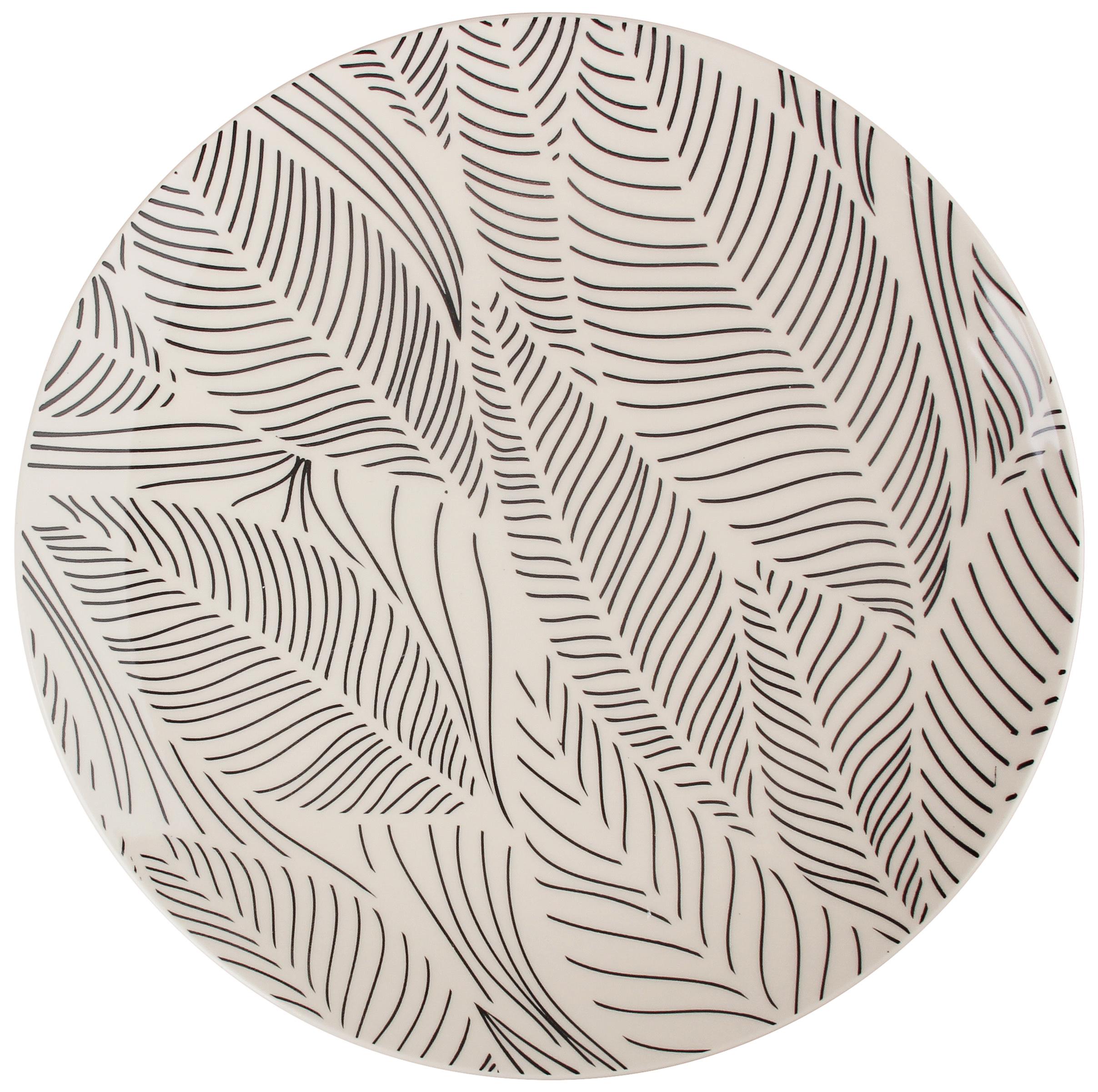 ASSIETTE PLATE FEUILLAGE GRES DECOREE FORME COUPE 26CM
