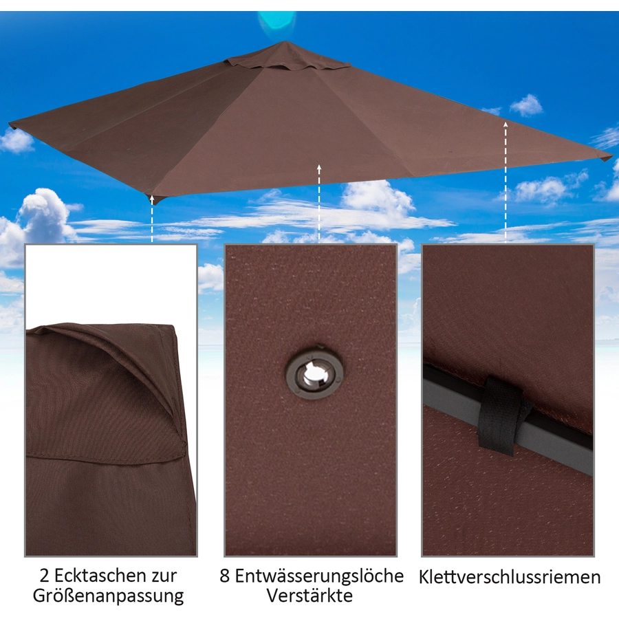 Outsunny Ersatzdach für Pavillon kaffeebraun