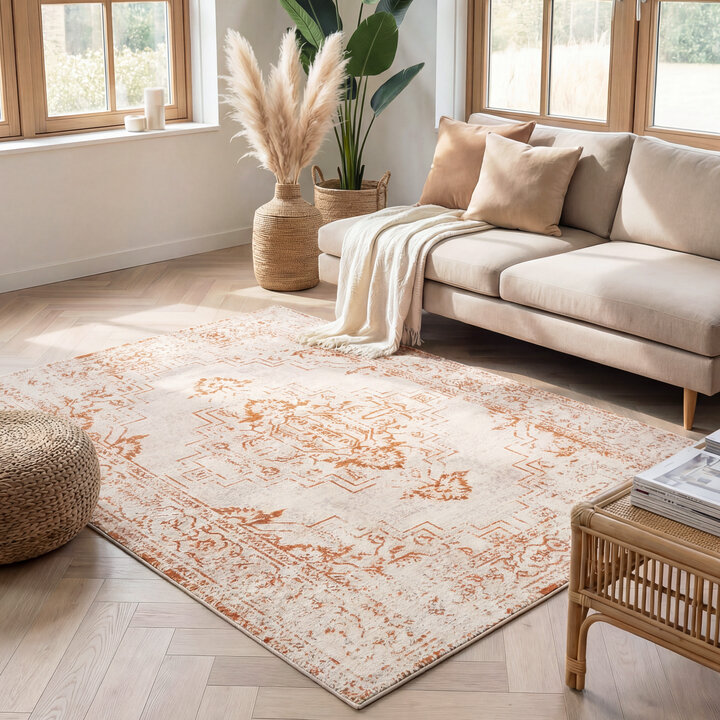 Vintage vloerkleed - Spring Ethnic Creme/Terra | Stijlvol