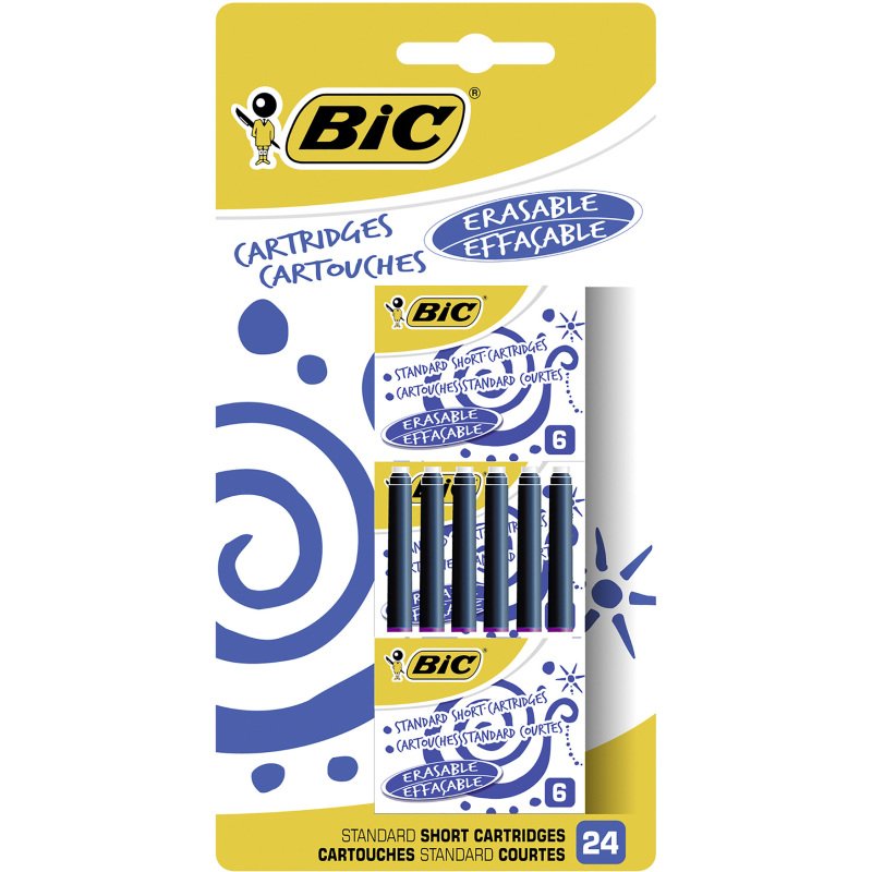 Cartouche d'encre courte Bic pour stylo plume - Blister de 24