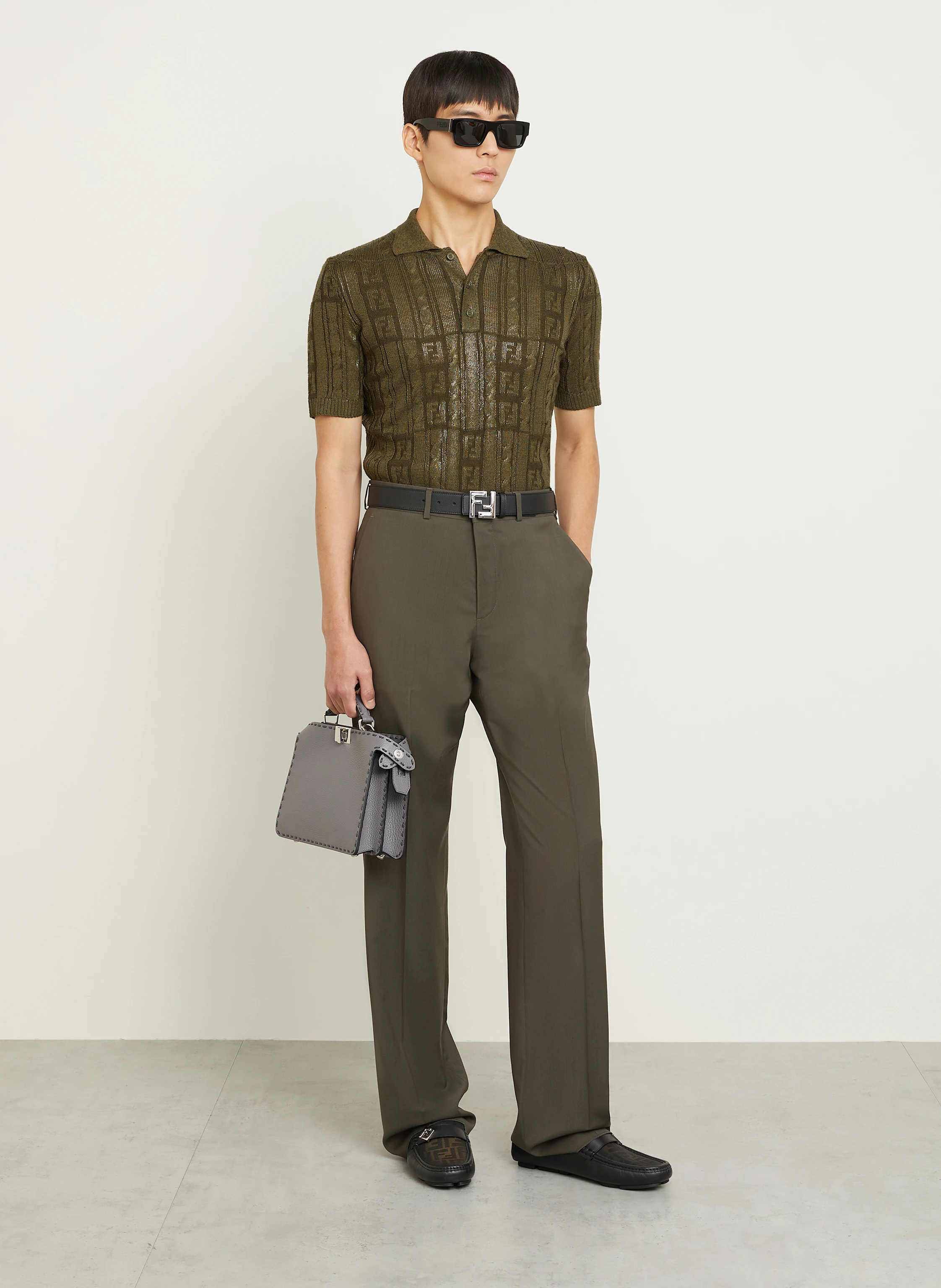 FENDI Strick-Poloshirt mit Glitzergarn