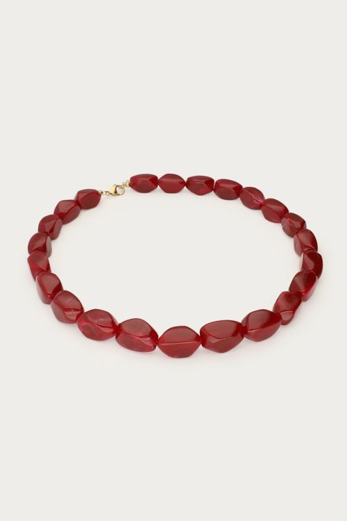 Burgundy statement ketting met ovalen kralen