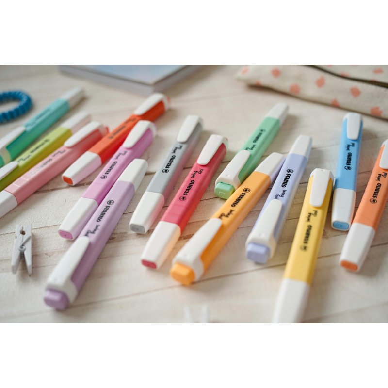 Surligneur stabilo swing cool pastel edition format stylo   pointe biseautee trace 1/4mm  clip coloris douceur de