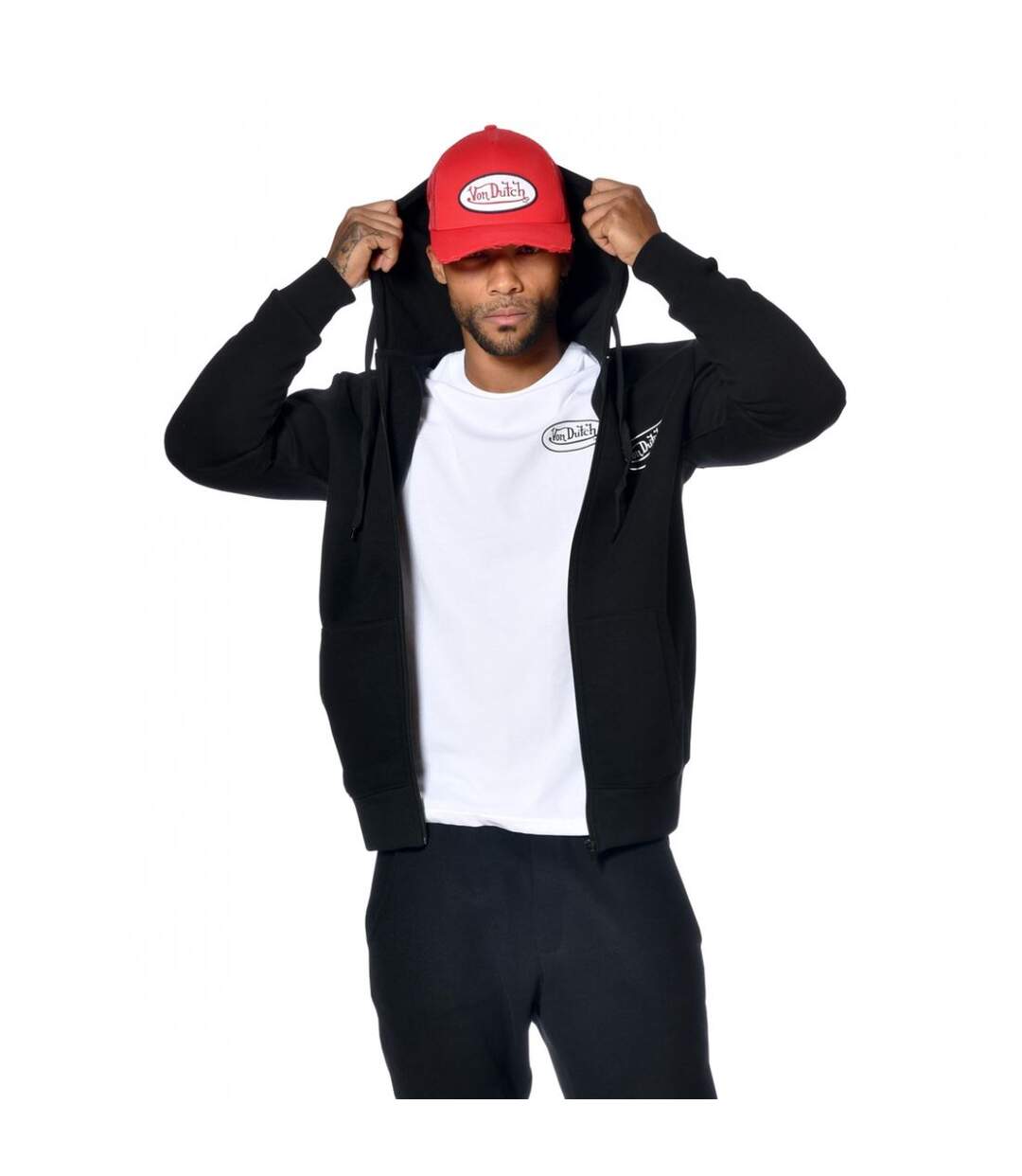 Sweat Von Dutch homme zippé à capuche imprimé devant Sliman
