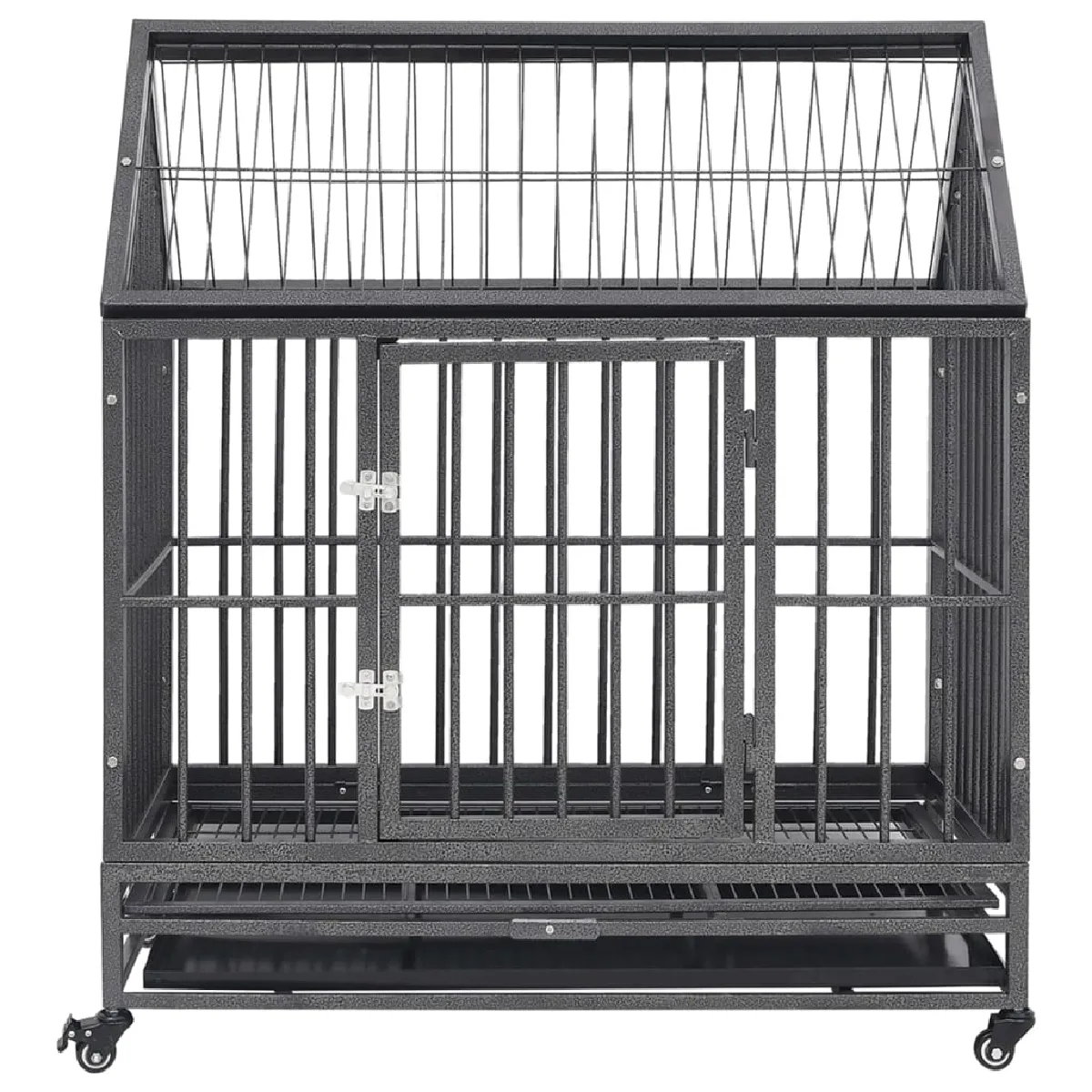 vidaXL Cage chien avec roues et toit - 92x62x106 cm