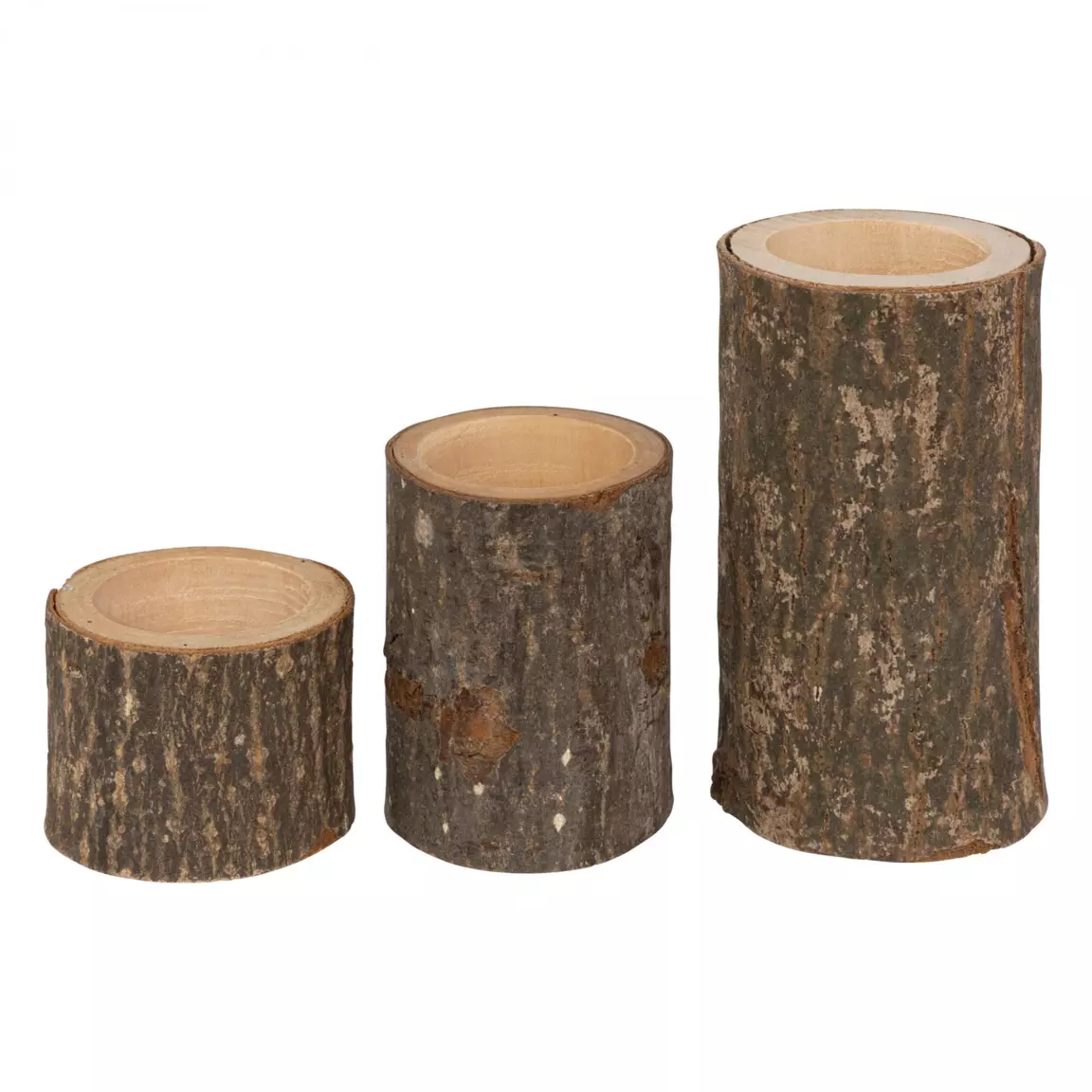 Lot de 3 Bougeoirs (D6 cm) Rondin de Bois
