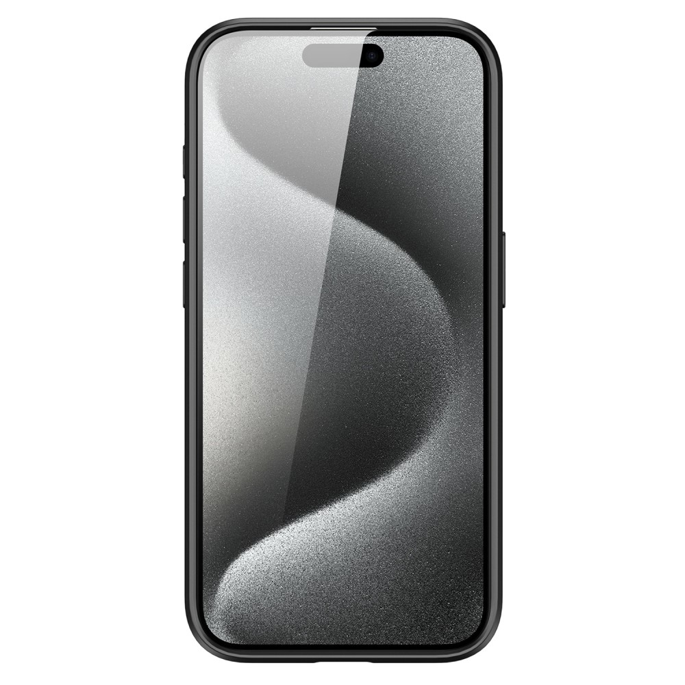 iPhone 15 Pro Max MagSafe Hybrid Leder Hülle mit Kartenfach   Kickstand Aufsteller (RFID Schutz) - Schwarz