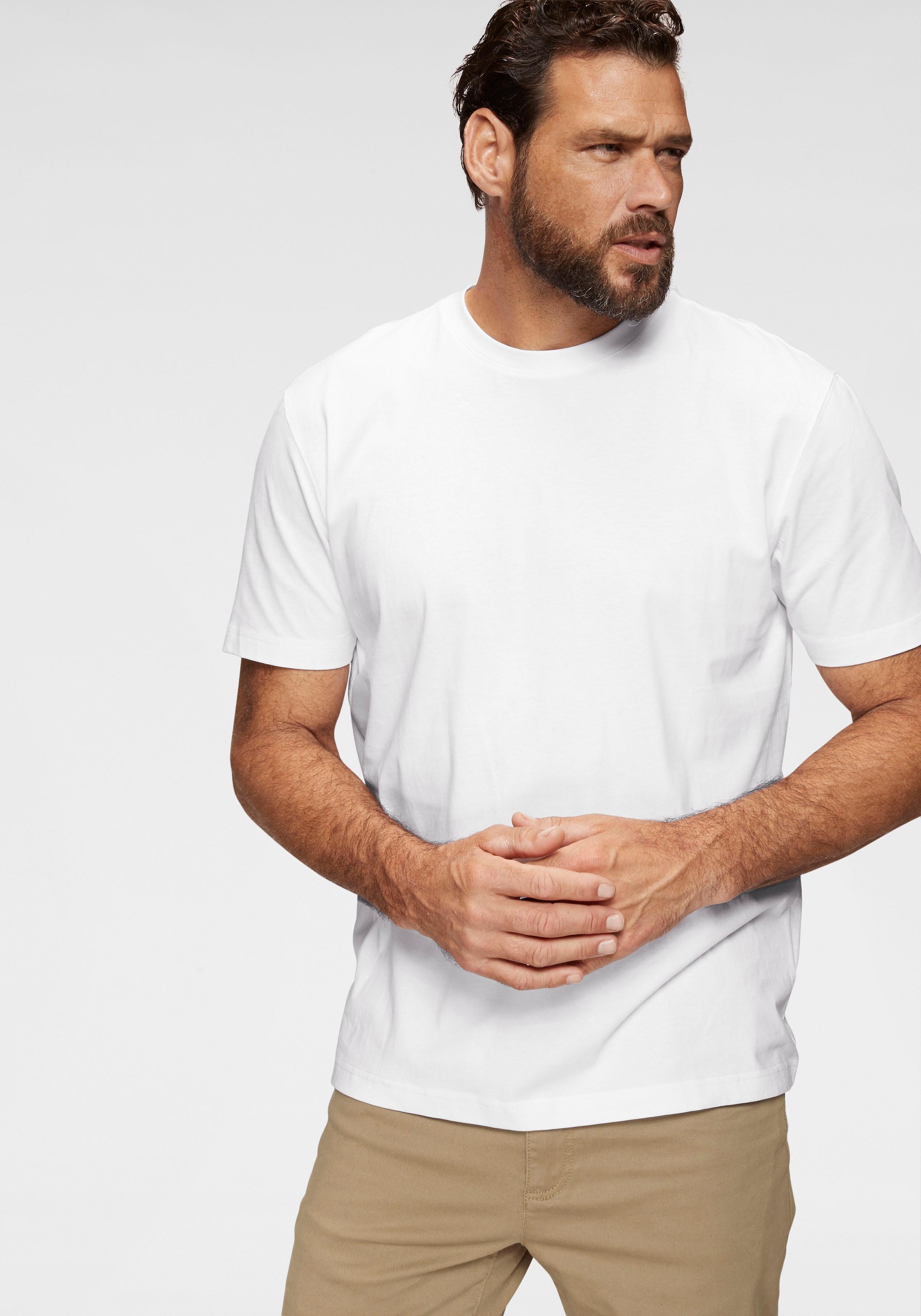 Man's World Rundhalsshirt , Kurzarm,  Regular Fit,  unifarben,  Rundhals,  aus Baumwolle