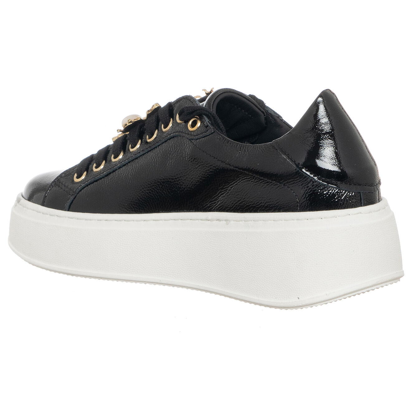 Loretta Pettinari Sneakers en Cuir Osta noir/blanc
