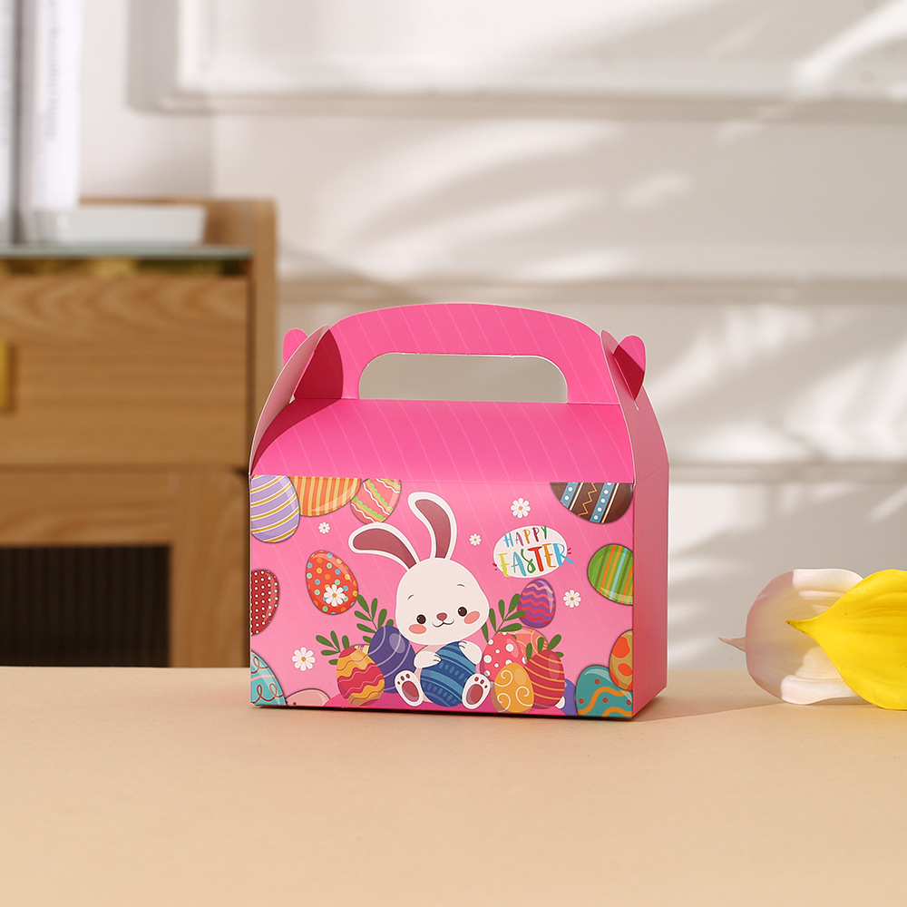 (16x9cm) Papier Osternest Kinder Osterhasen Tüte Candy Gift Box Geschenktasche Mitbringsel - Pink
