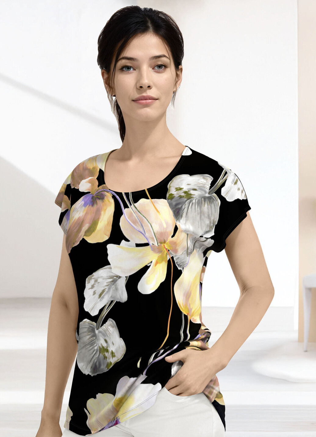 Shirt mit überschnittener Schulterpartie