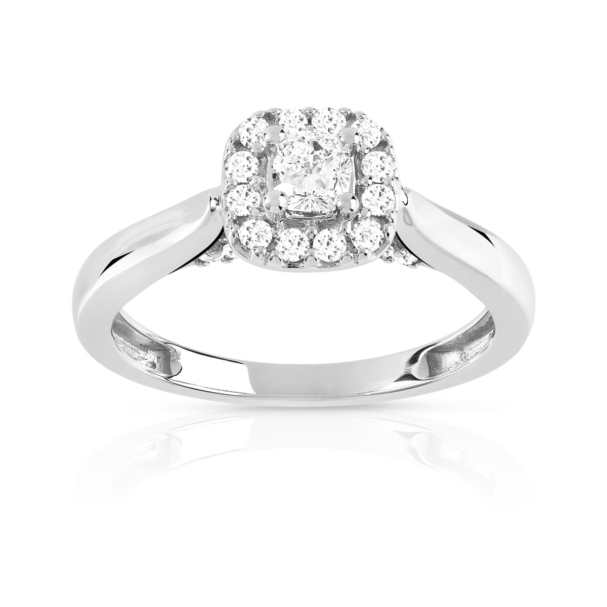 Bague or 750 blanc diamant et saphir