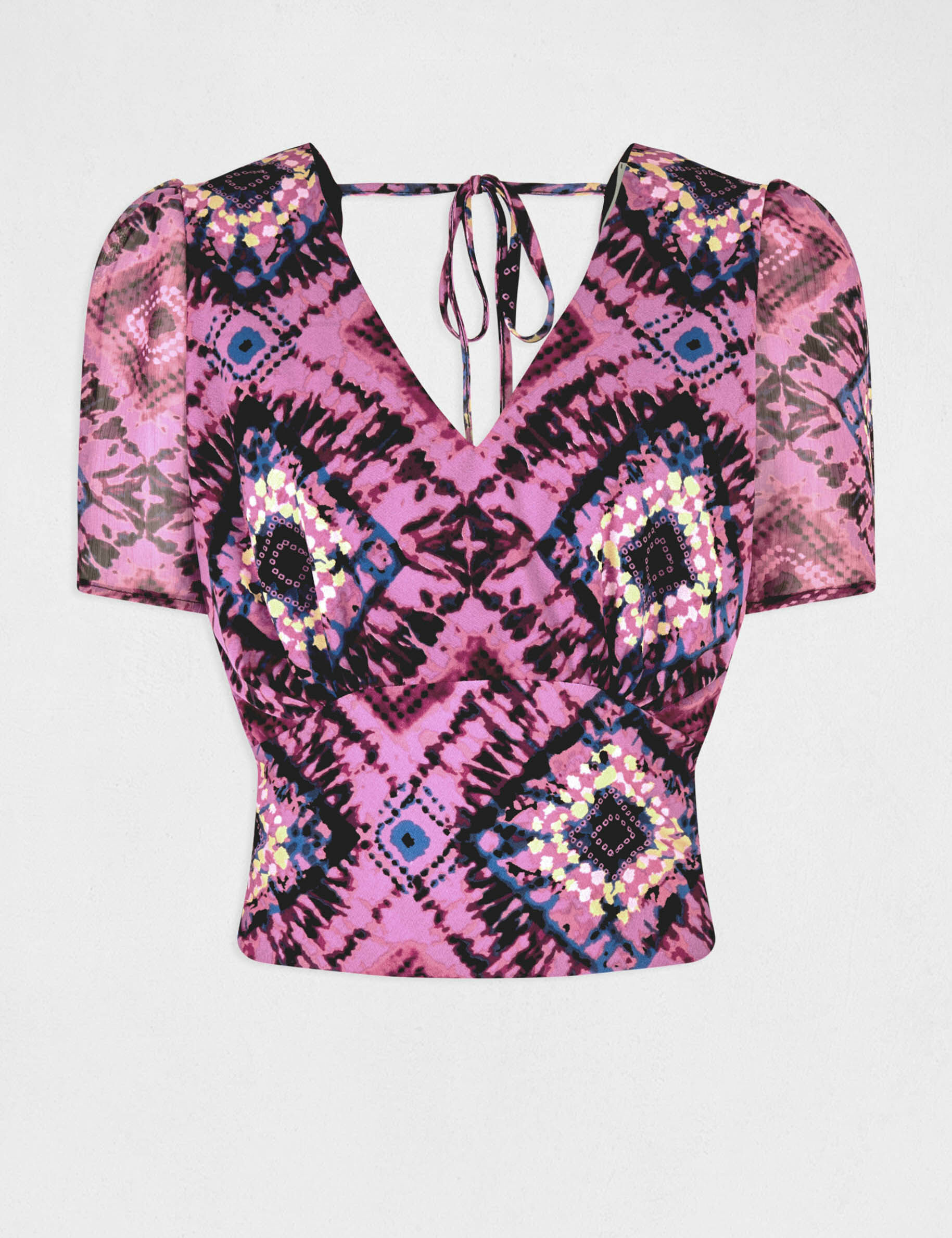 T-shirt manches courtes imprimé abstrait multico femme - multico