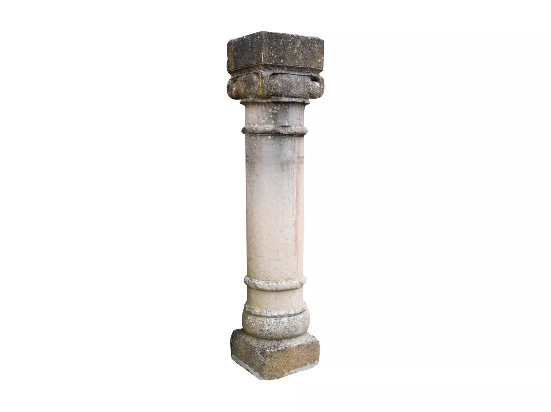 BISCOTTINI Colonne - Obélisque en Pierre Massif Finition Antique - Décorative - Jardin - Extérieur - Sculpture - Décoration de Jardin - 35x35x170cm