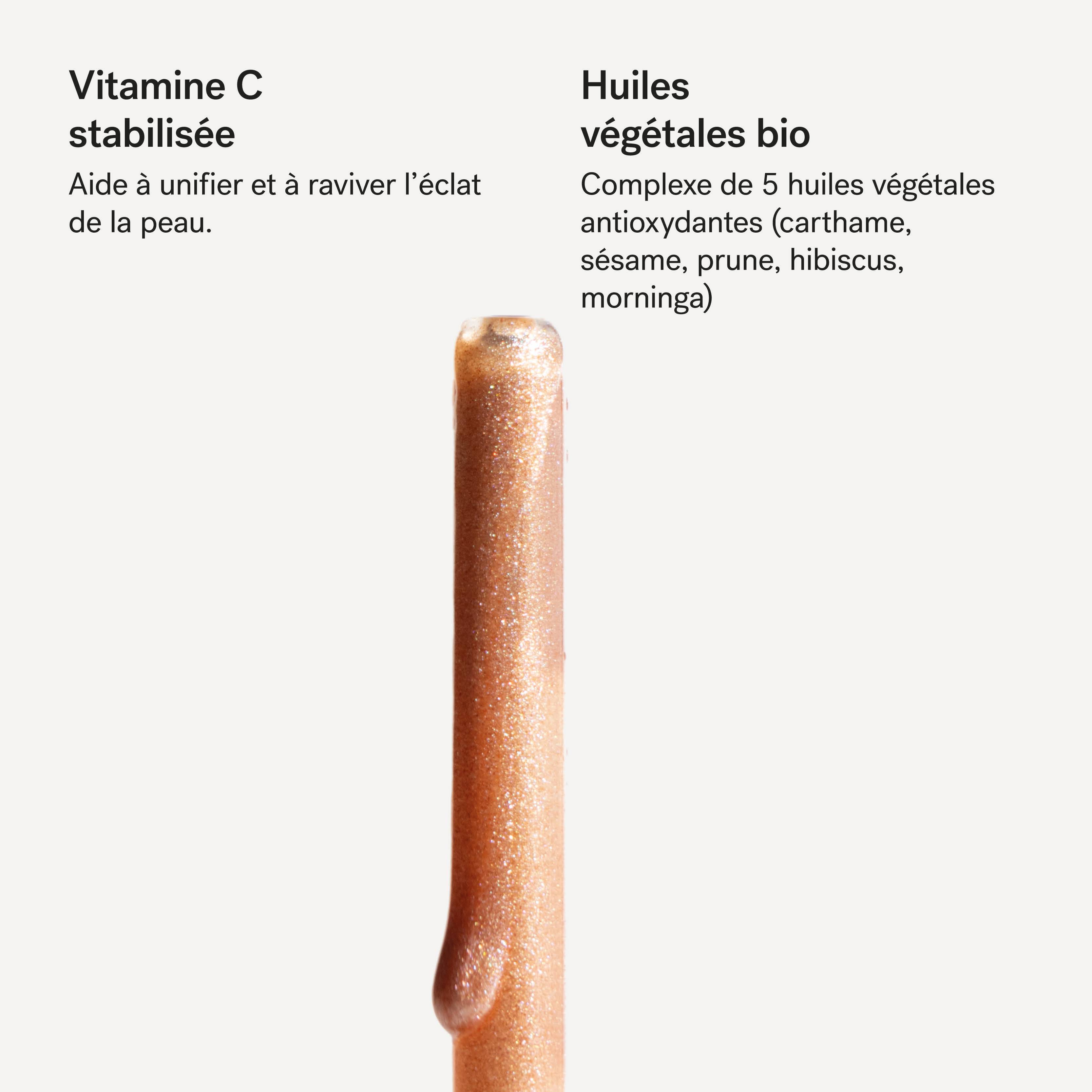 P90 - Huile sèche scintillante<br>Vitamine C + 5 huiles végétales bio